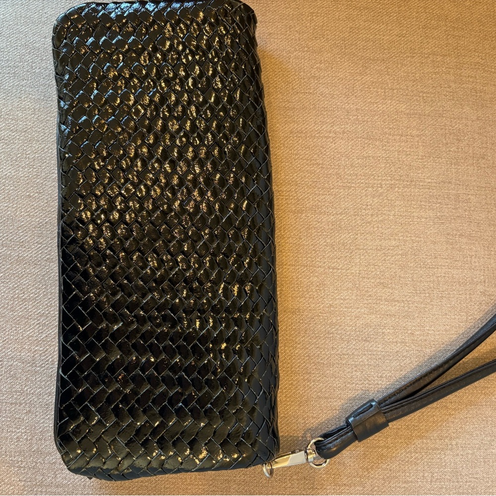 Donald J. Pliner Black Textured Wristlet